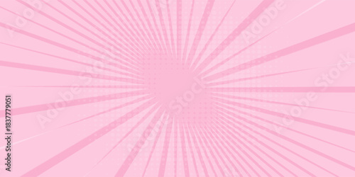 Abstract Pink rays background with halftone. Pop art comics book simple cartoon nice illustrations graphic sunlight.  frame retro