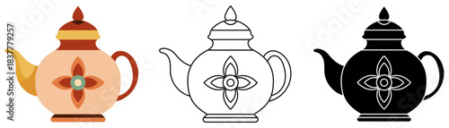 Isolated vector illustration of teapots and kettle