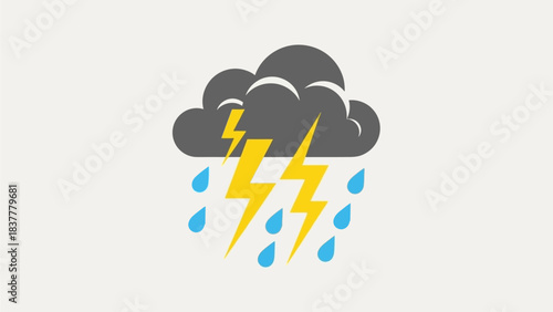 Thunderstorm, Cloudy Skies, Digital Illustration, Graphic Design, Stormy Environment, Creative Viewpoint, Nature Concept