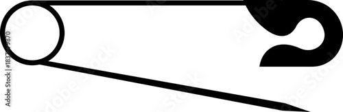 Safety Pin Icon represents simplicity, practicality, and everyday utility in a clean, minimal, and modern outline style. This premium black vector design holding fabric or small objects together.