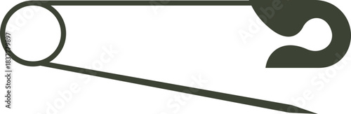 Safety Pin Icon represents simplicity, practicality, and everyday utility in a clean, minimal, and modern outline style. This premium black vector design holding fabric or small objects together.