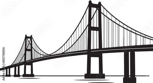 black silhouette of bridge on white background, vector