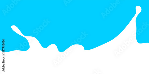 Smooth milk splash elements with flowing waves and simple shapes for clean banner backgrounds and dairy product promotion, vector illustration.