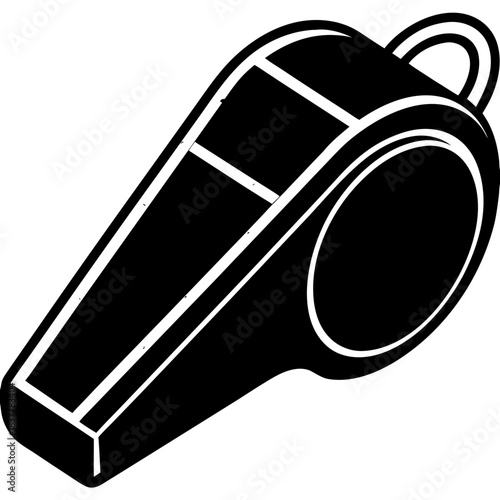 Black Whistle Icon: Referee, Coach, Safety, or Alert Symbol