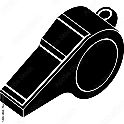 Black Whistle Icon: Referee, Coach, Safety, or Alert Symbol