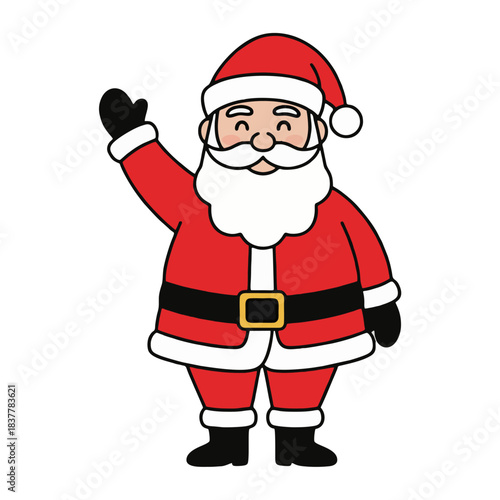 Santa Claus Waving – Cute Christmas Character Illustration