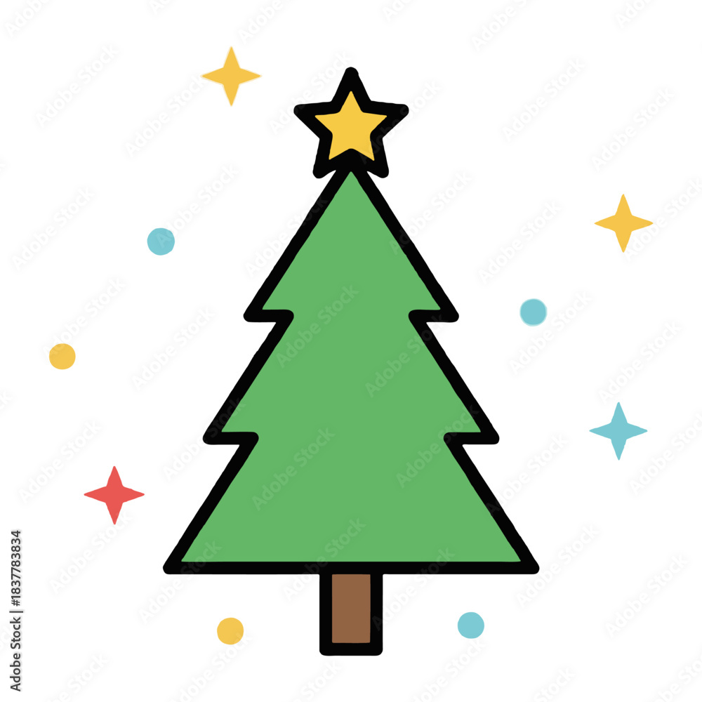 Obraz premium Christmas Tree with Star – Cute Festive Holiday