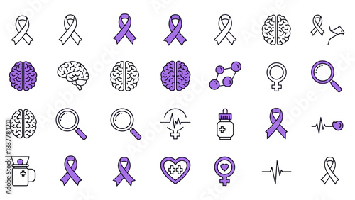 Epilepsy awareness icons set white