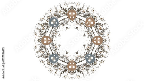 Abstract geometric pattern with pearls white