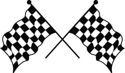 Ingelijste posters Formule 1 Gekruiste geblokte racevlaggen zwart wit  © Naeem