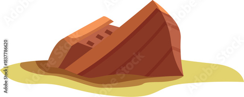 Old broken wooden shipwreck sinking in the sand of a desert island, maritime disaster concept