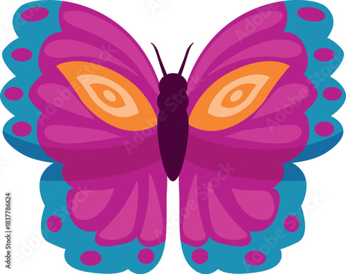 Bright colorful butterfly flying and showing its wonderful wings