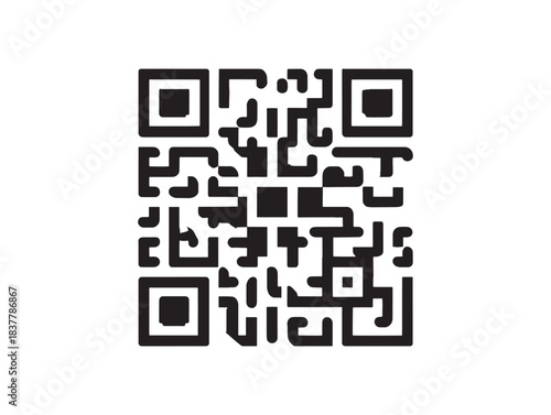 Clean Minimalist QR Code Vector Icon 2D Line Art Perfect for Technology Illustrations