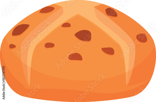 Freshly baked hot cross bun with cross, a traditional easter pastry symbolizing christianity