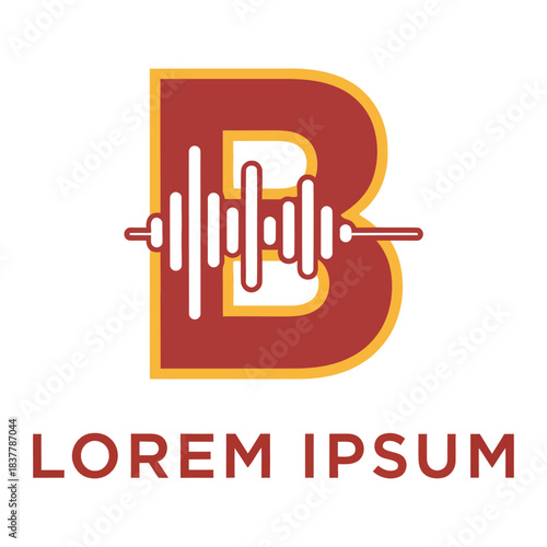 Stylized letter b logo in reddish brown isolated on white background