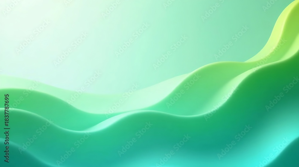 Fototapeta premium Abstract smooth green and blue gradient wavy background design