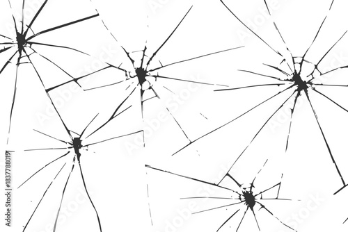 cracked glass shattered texture on transparent background