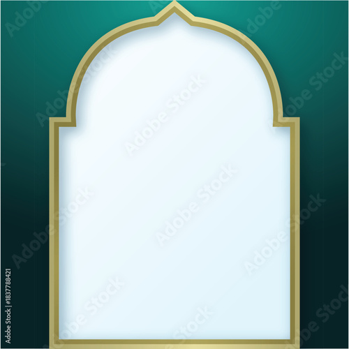 🕌 Golden Islamic Arch Frame on Teal Background