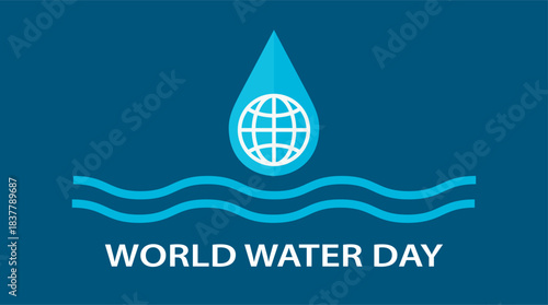 World Water Day awareness banner with water drop and globe icon