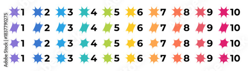 Trendy number bullet points collection. Geometric shapes for infographic 1 to 10 steps design template