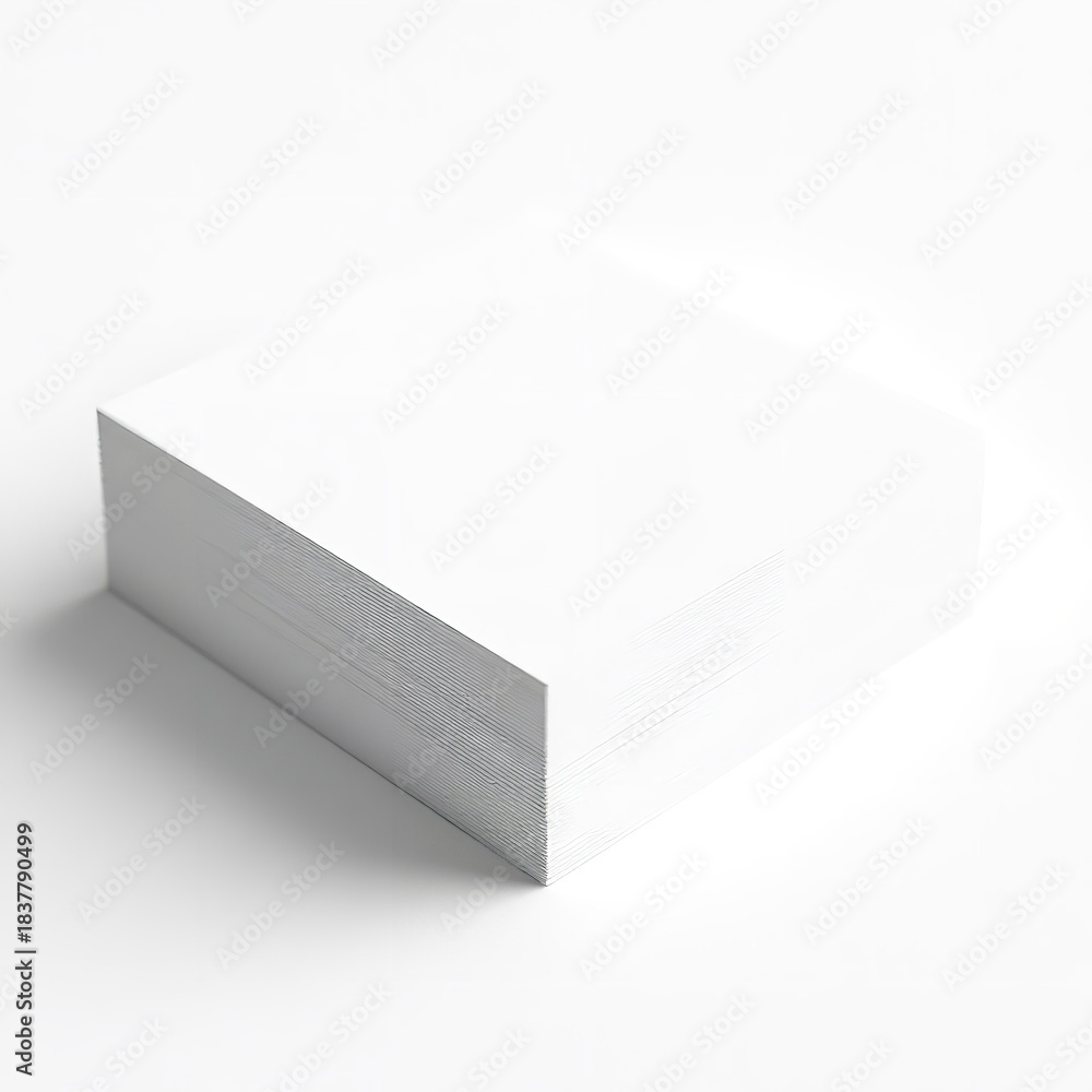 Fototapeta premium Stack of blank white business cards rests on a clean surface ready for custom printing and branding design