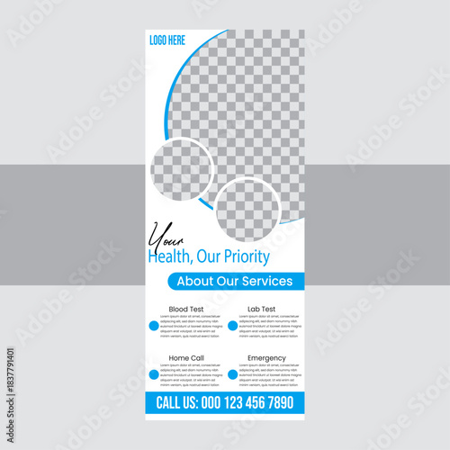 Modern and creative medical roll up banner design template.