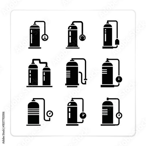 Modern industrial storage tanks with gauges for engineering, manufacturing, and energy sectors, great for presentations, websites, and reports