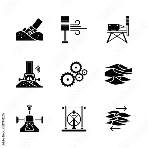 Explore innovative science and engineering concepts with this detailed icon set, perfect for illustrating research, exploration, and technological advancement projects