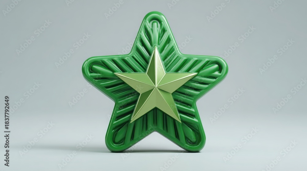 Obraz premium A green star shaped object representing excellence in sustainability and eco-friendly practices in design and nature