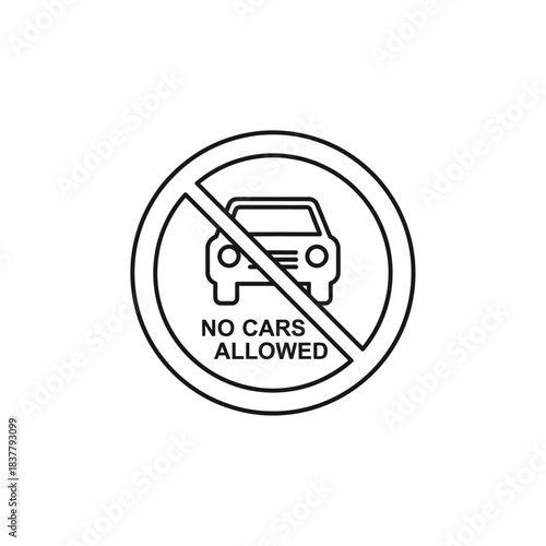 A clear vector icon illustrating a "no cars allowed" prohibition sign, perfect for traffic regulations and restricted access areas and public spaces.
