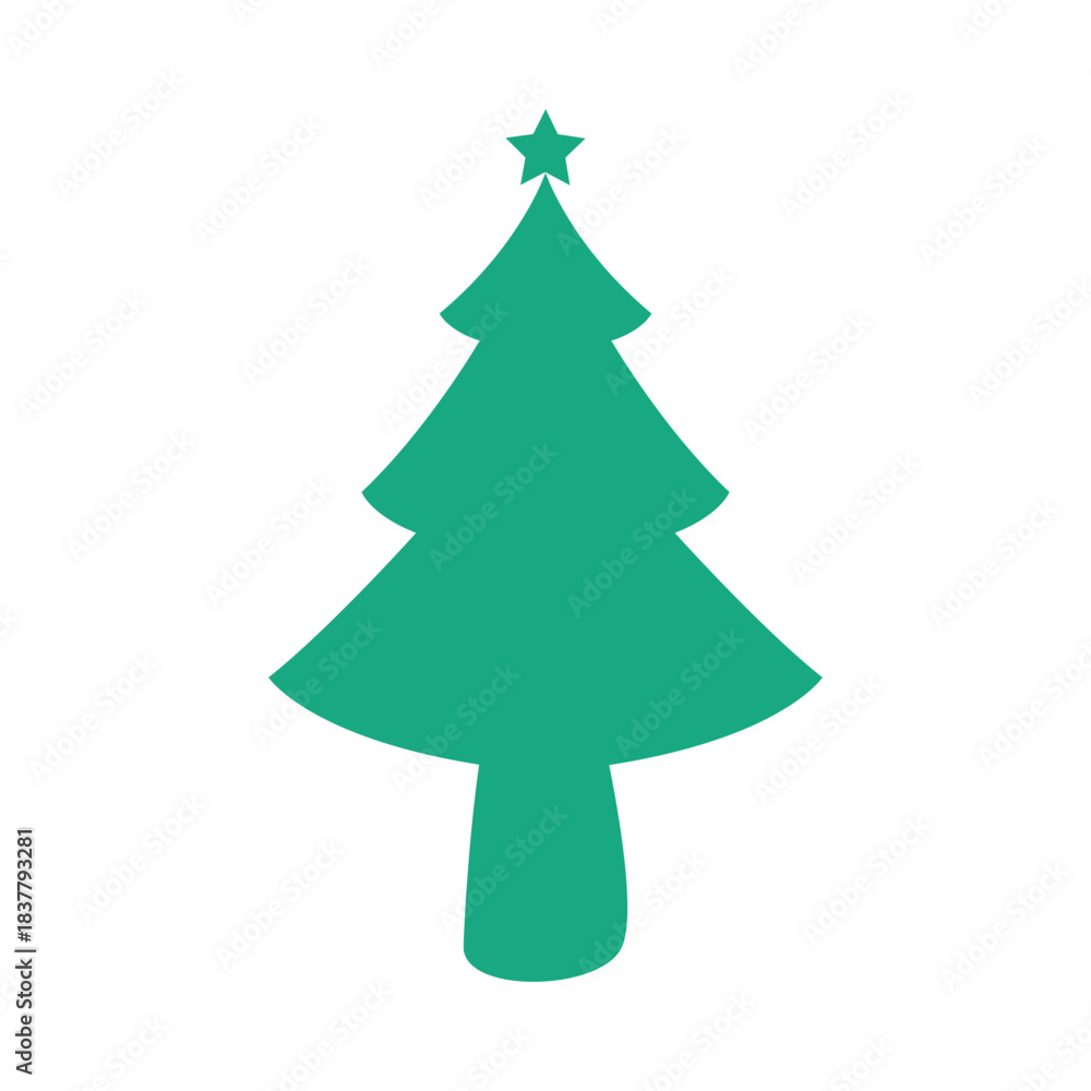 Fototapeta premium Green Christmas tree decoration isolated on white background with star for holiday celebration