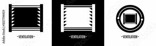 Ventilation logo set. Collection of black and white logos. Stock vector.