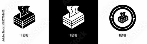 Tissue logo set. Collection of black and white logos. Stock vector.
