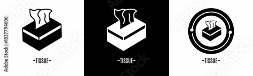 Tissue logo set. Collection of black and white logos. Stock vector.