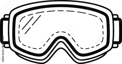 Ski goggles winter protection gear outline vector
