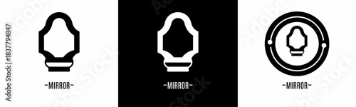 Mirror logo set. Collection of black and white logos. Stock vector.