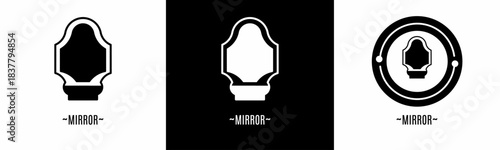 Mirror logo set. Collection of black and white logos. Stock vector.