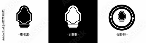 Mirror logo set. Collection of black and white logos. Stock vector.