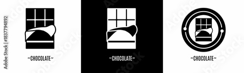 Chocolate logo set. Collection of black and white logos. Stock vector.