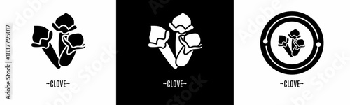 Clove logo set. Collection of black and white logos. Stock vector.