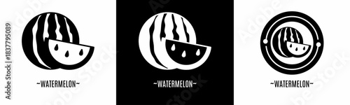 Watermelon logo set. Collection of black and white logos. Stock vector.