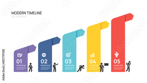Infographics banner arrow symbol timeline business 5 steps to success template.