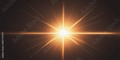 Abstract orange and blue glowing starburst light flare design on a cosmic sky background