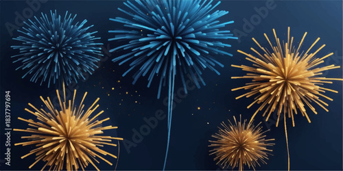 A colorful pyrotechnic explosion bursts across the night sky above the river during a holiday celebration