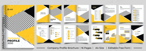 Modern creative brochure template layout design, 16-page corporate brochure editable template, minimal business company profile brochure design