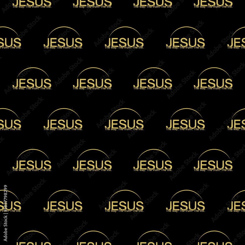 Obraz premium Jesus seamless pattern isolated on black background