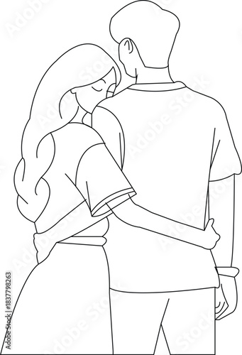 Couple Walking Together Outline Illustration | Love & Relationship Line Art