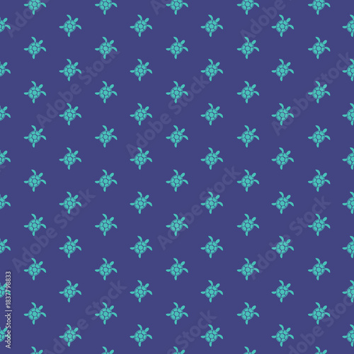  Sea turtle seamless pattern isolated on color background