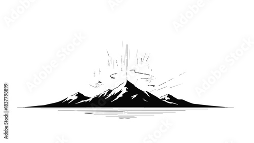 Majestic mountain peak illuminated by a radiant aurora borealis display
