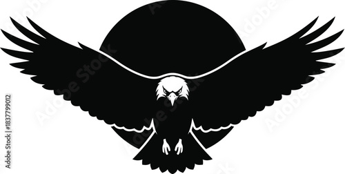 Eagle with spread wings silhouette vector